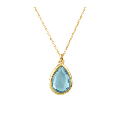 Aquamarine Blue Topaz Mini Teardrop Necklace