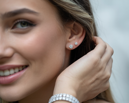 1.50 CTW G-VS Lab Grown Diamond Stud Earrings in Silver