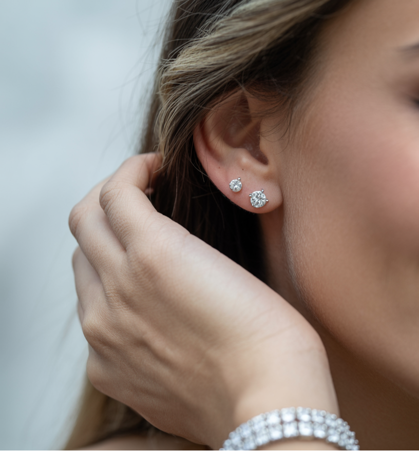 1.50 CTW G-VS Lab Grown Diamond Stud Earrings in Silver