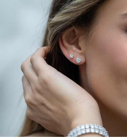 1.50 CTW G-VS Lab Grown Diamond Stud Earrings in Silver