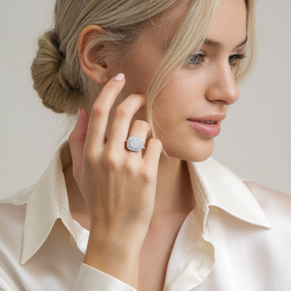 Emma Round-Cut Diamond Cluster Cushion Ring