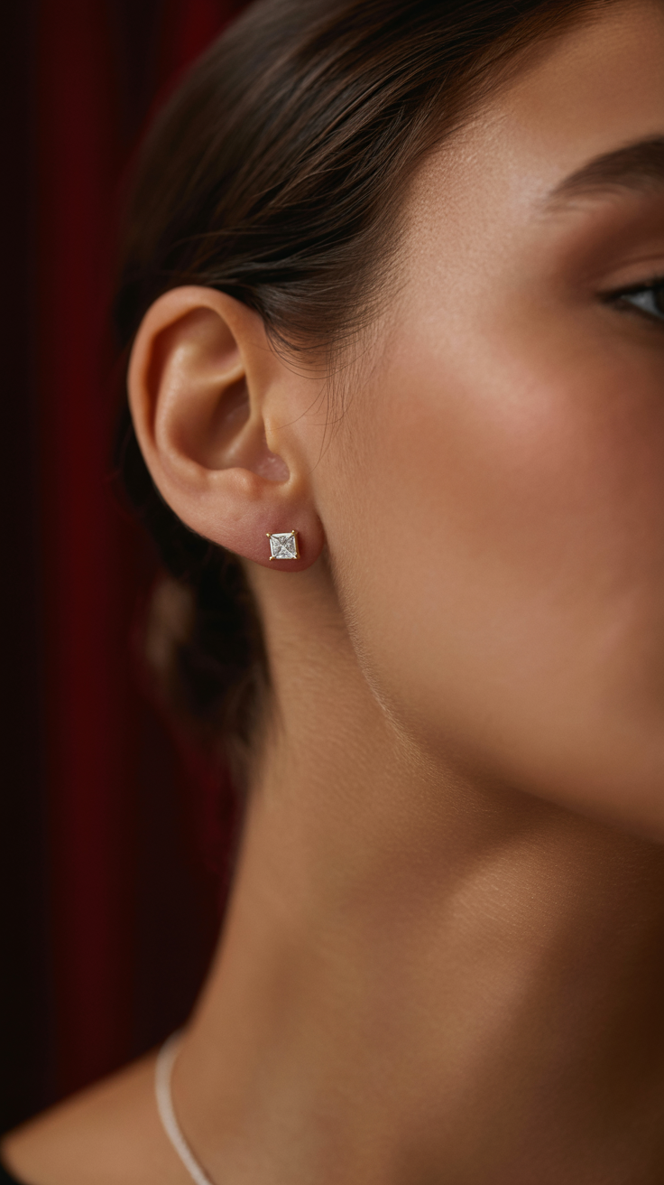 1 CTW Princess-Cut Diamond Stud Earrings