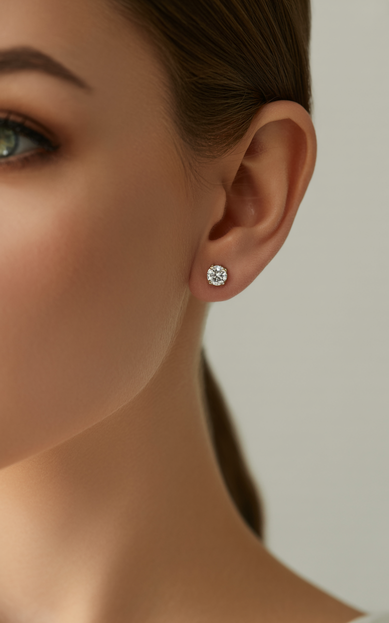 1.50 CTW G-VS Lab Grown Diamond Stud Earrings Yellow or White Gold