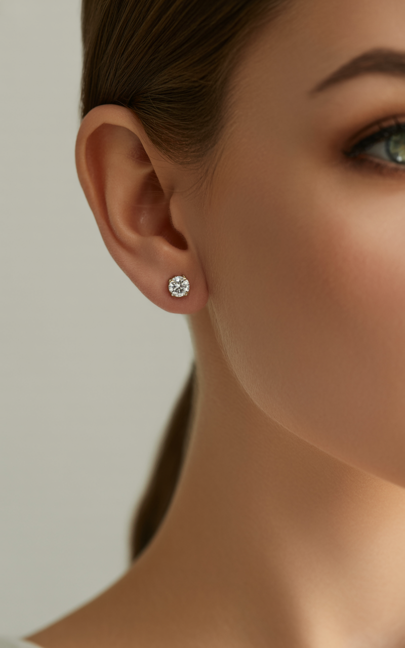 1.50 CTW G-VS Lab Grown Diamond Stud Earrings Yellow or White Gold