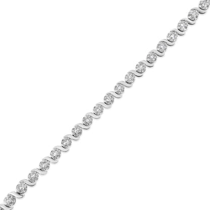 Diamond Spiral Wave Curved-Link 7" Tennis Bracelet