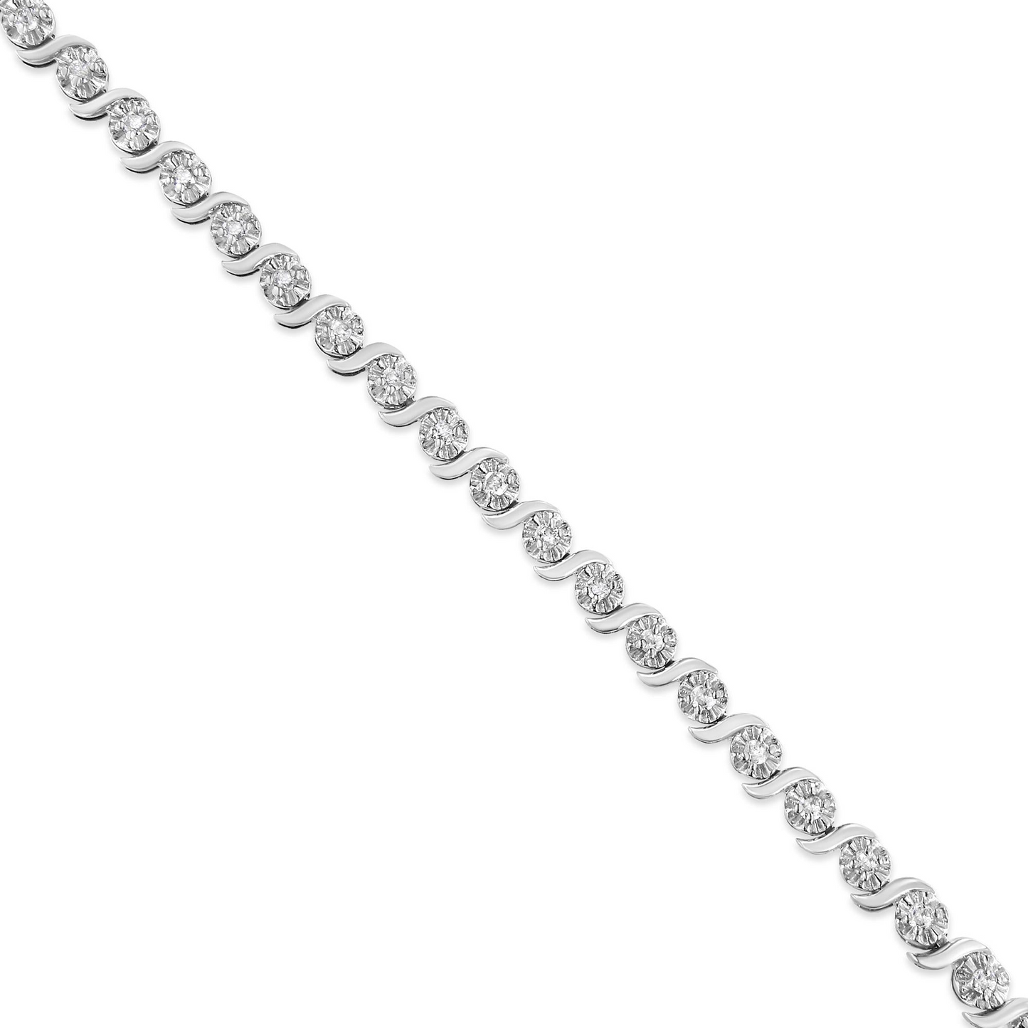 Diamond Spiral Wave Curved-Link 7" Tennis Bracelet