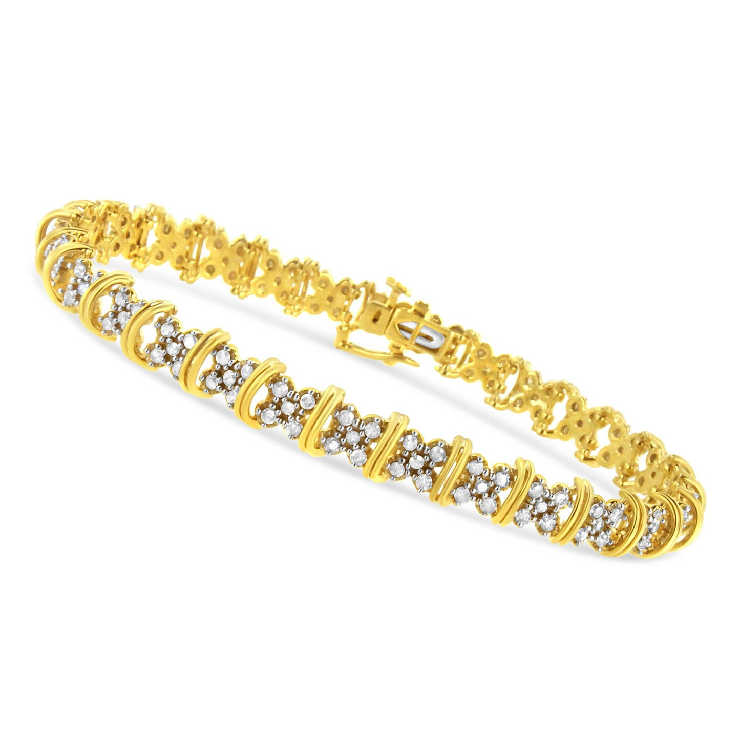 10K Yellow Gold Plated .925 Sterling Silver 2.0 Cttw Round Diamond Cluster