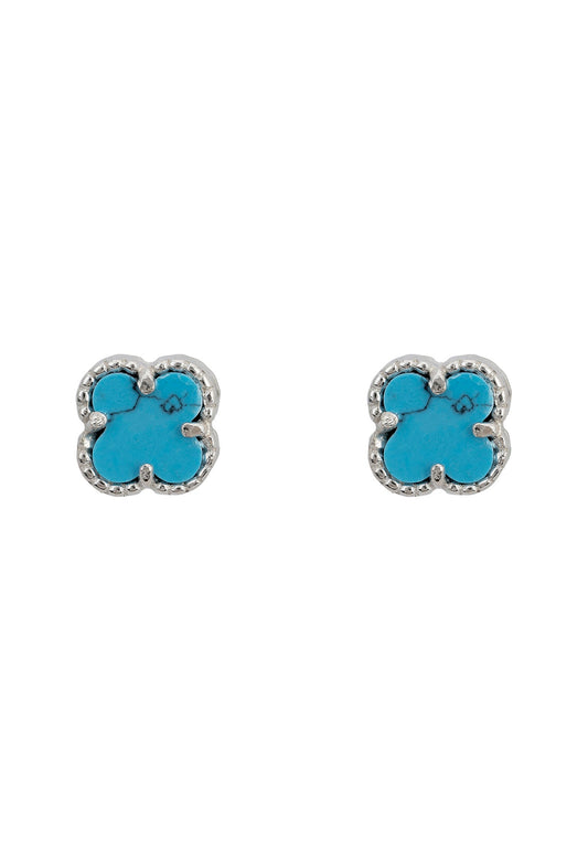 Turquoise Clover Silver Studs