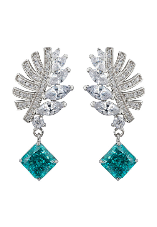 Aquamarine Palm Leaf Drop Earrings