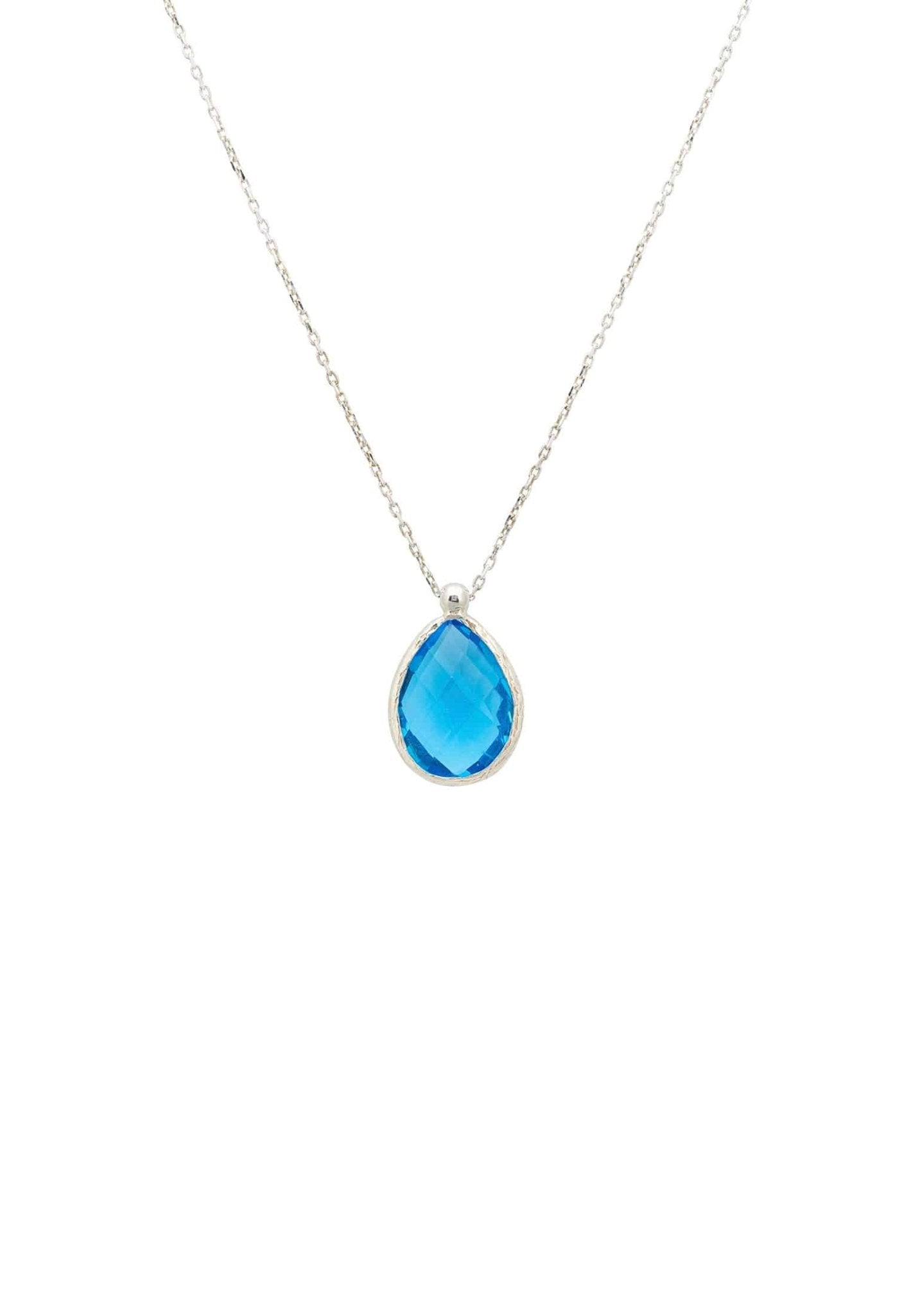 Silver Sky Blue Topaz Drop Necklace