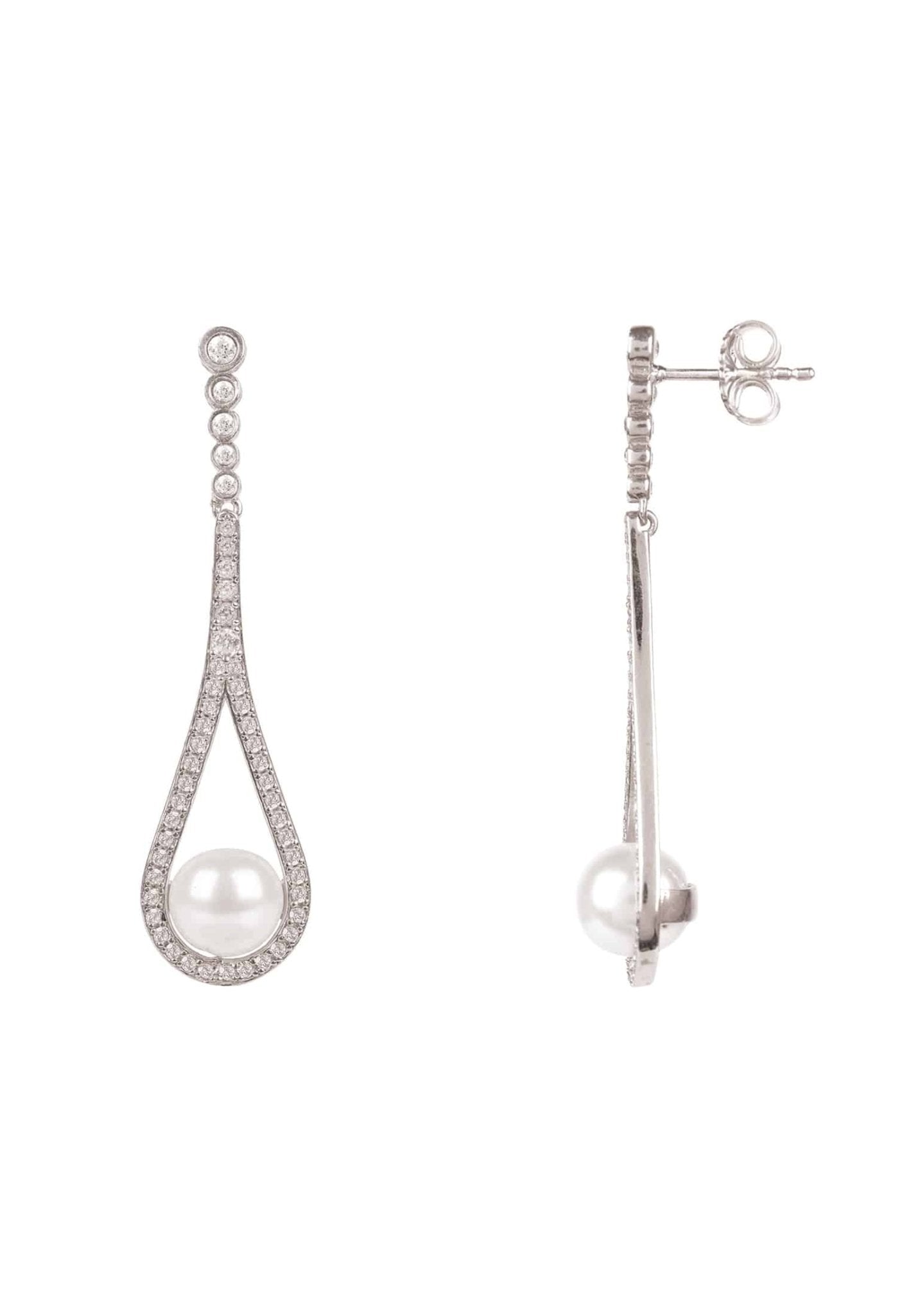 Cradled Pearl Drop Earrings