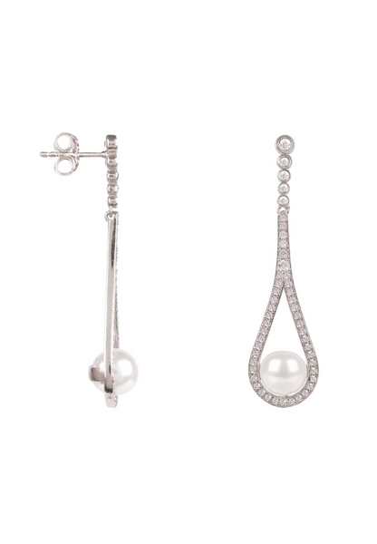 Cradled Pearl Drop Earrings