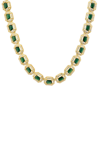 Princess Emerald Gemstone Necklace Gold