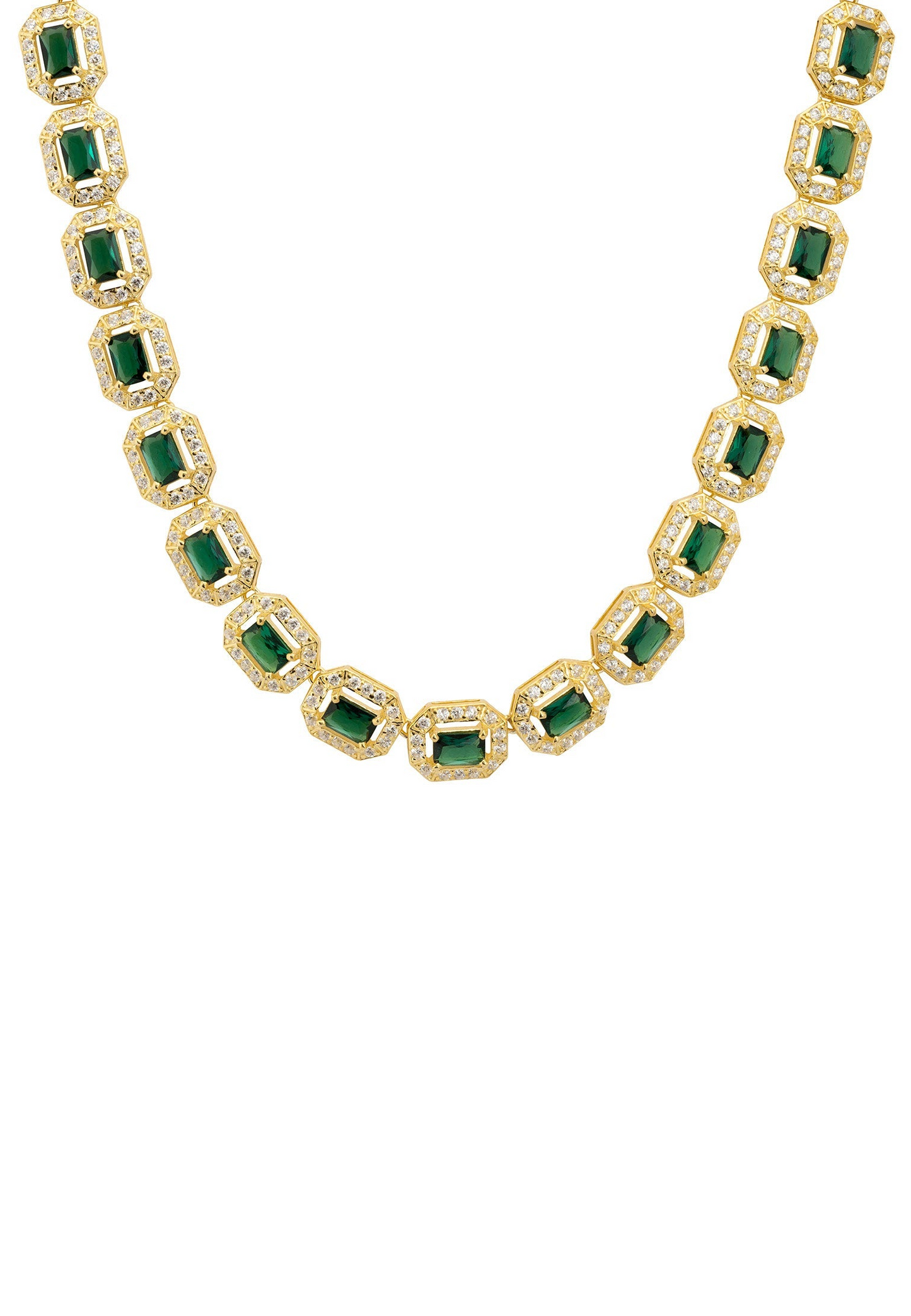 Princess Emerald Gemstone Necklace Gold