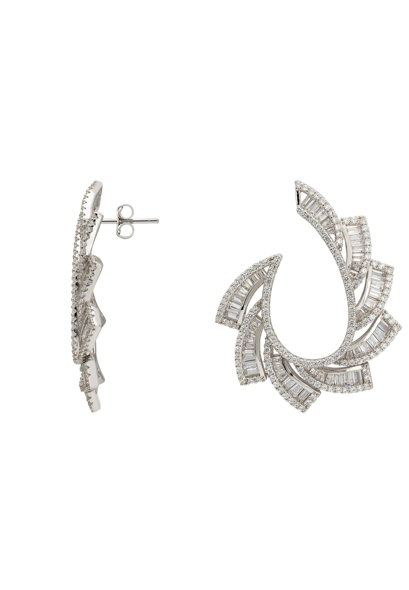 Amara Sweeping Hoop Earrings Silver