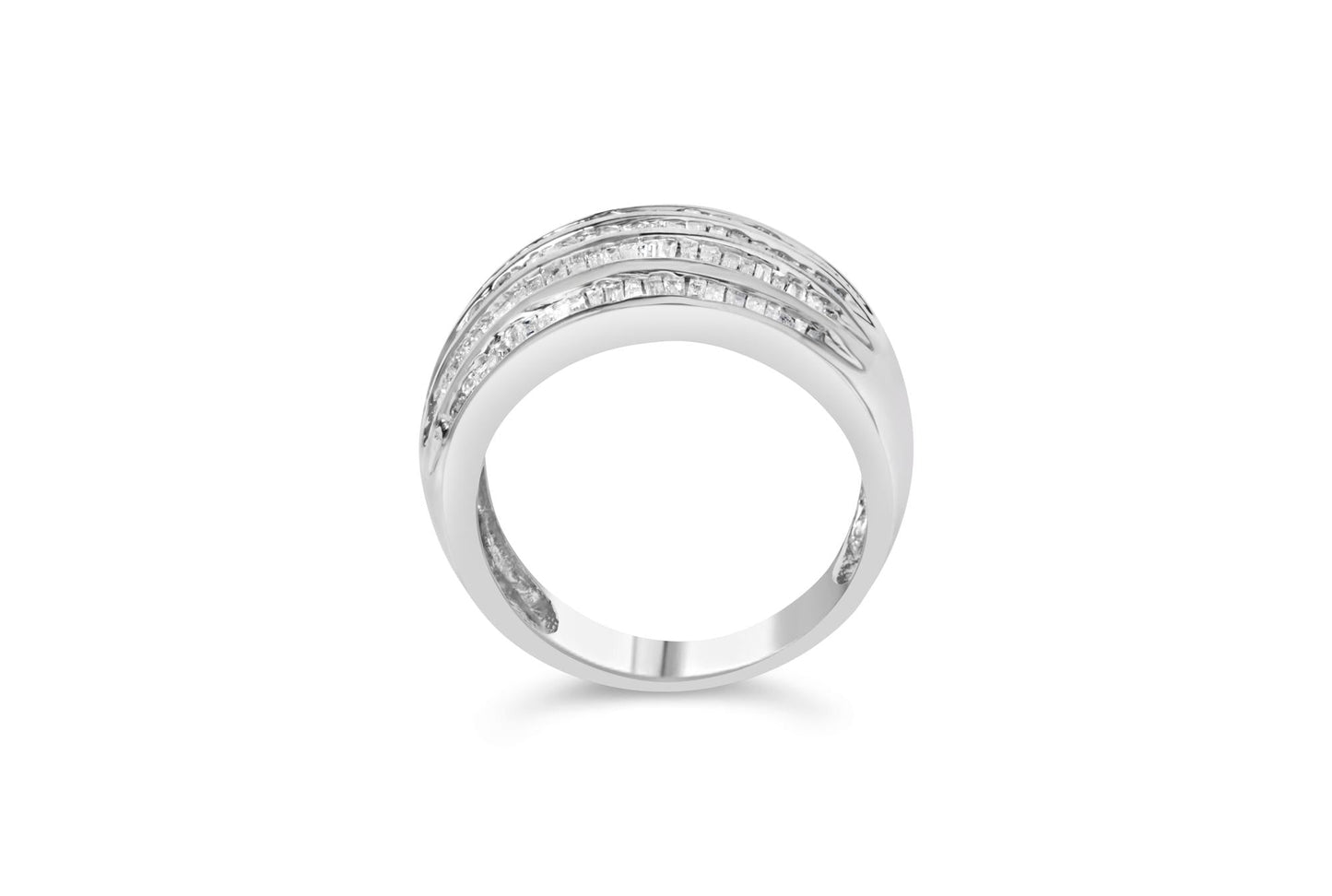 Taylor Baguette-Cut Diamond 6-Row Channel Set Domed Tapered Cocktail Ring