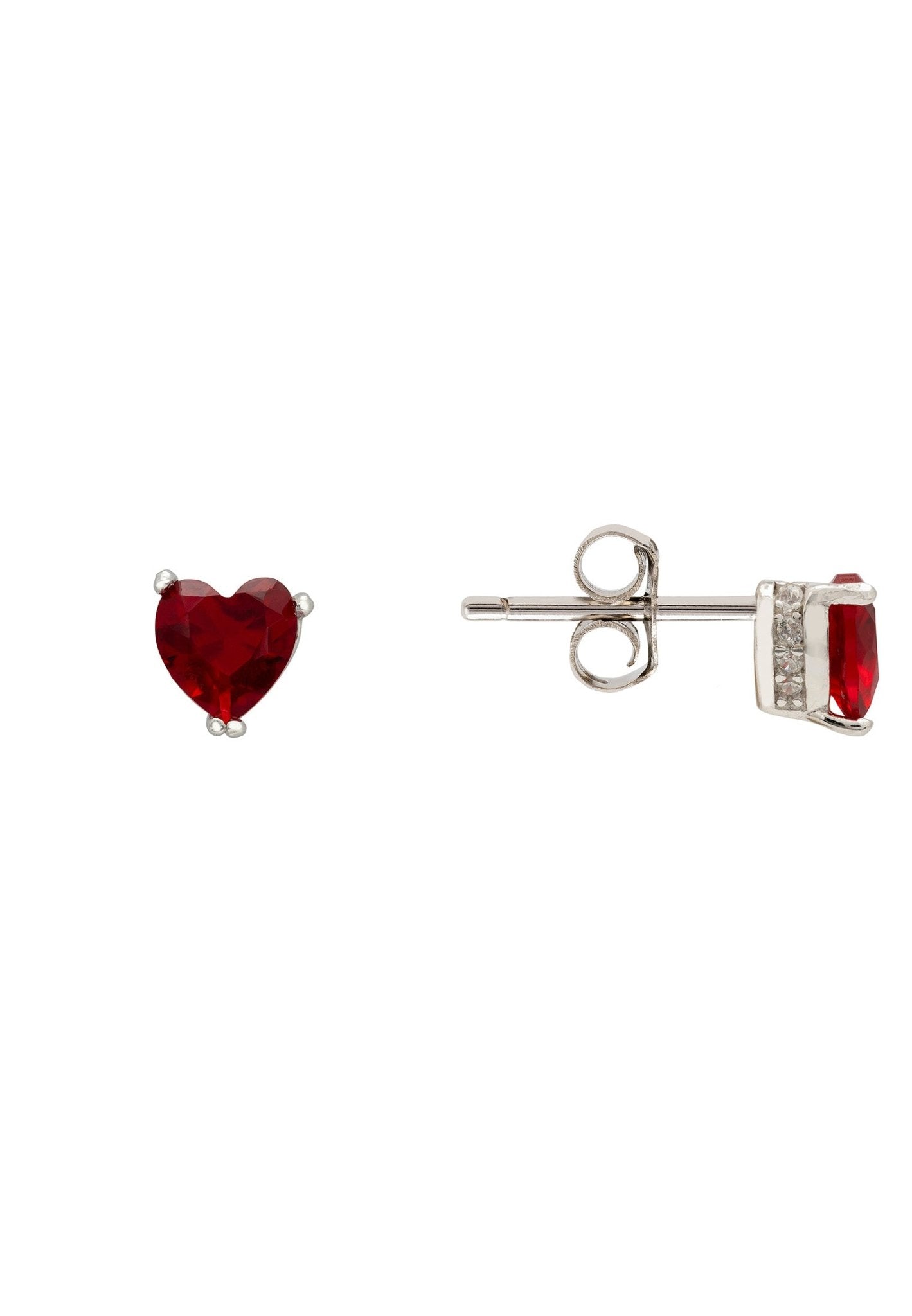 Ruby Asscher Cut Heart Studs