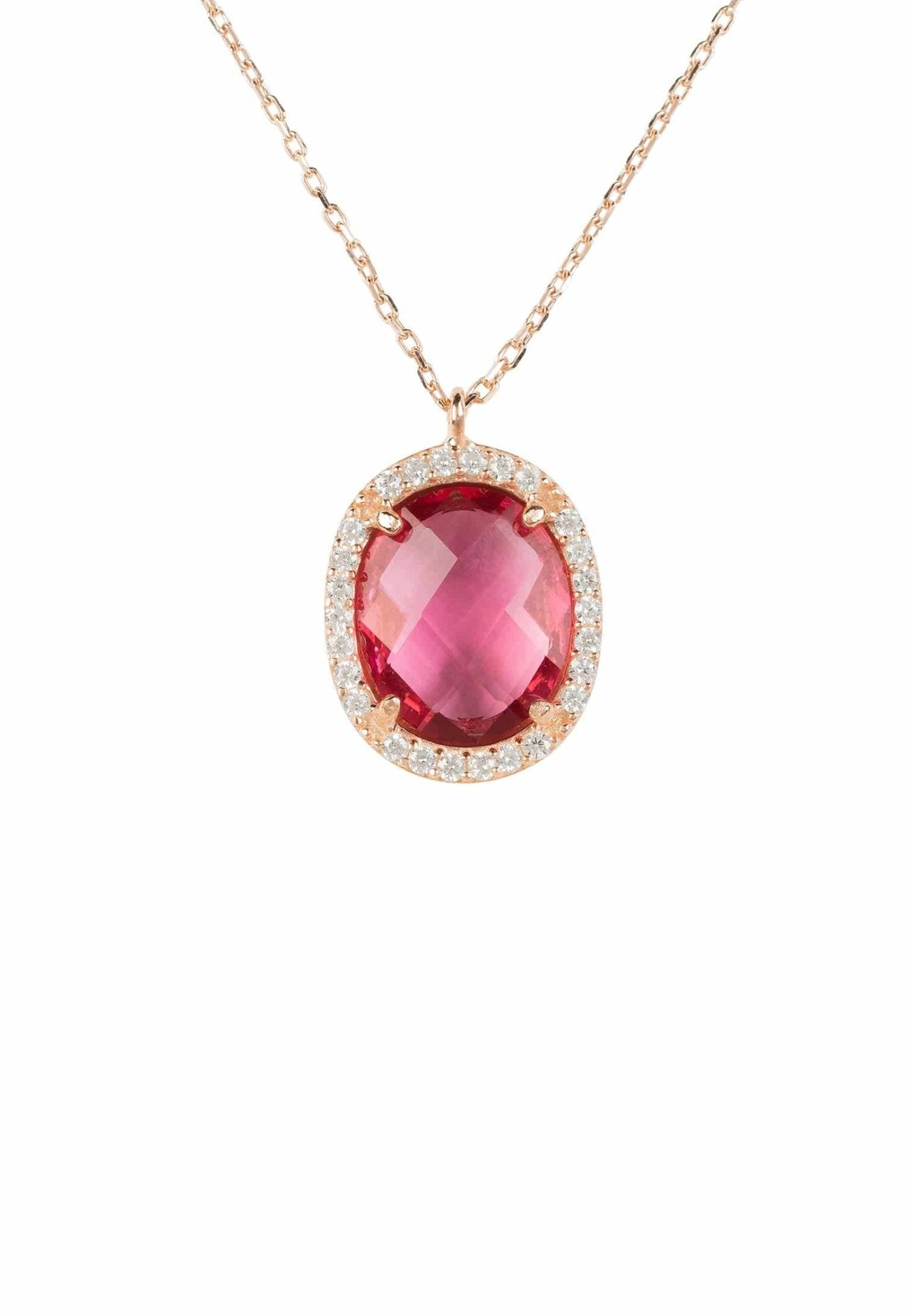 Pink Tourmaline Oval Gemstone Pendant Necklace