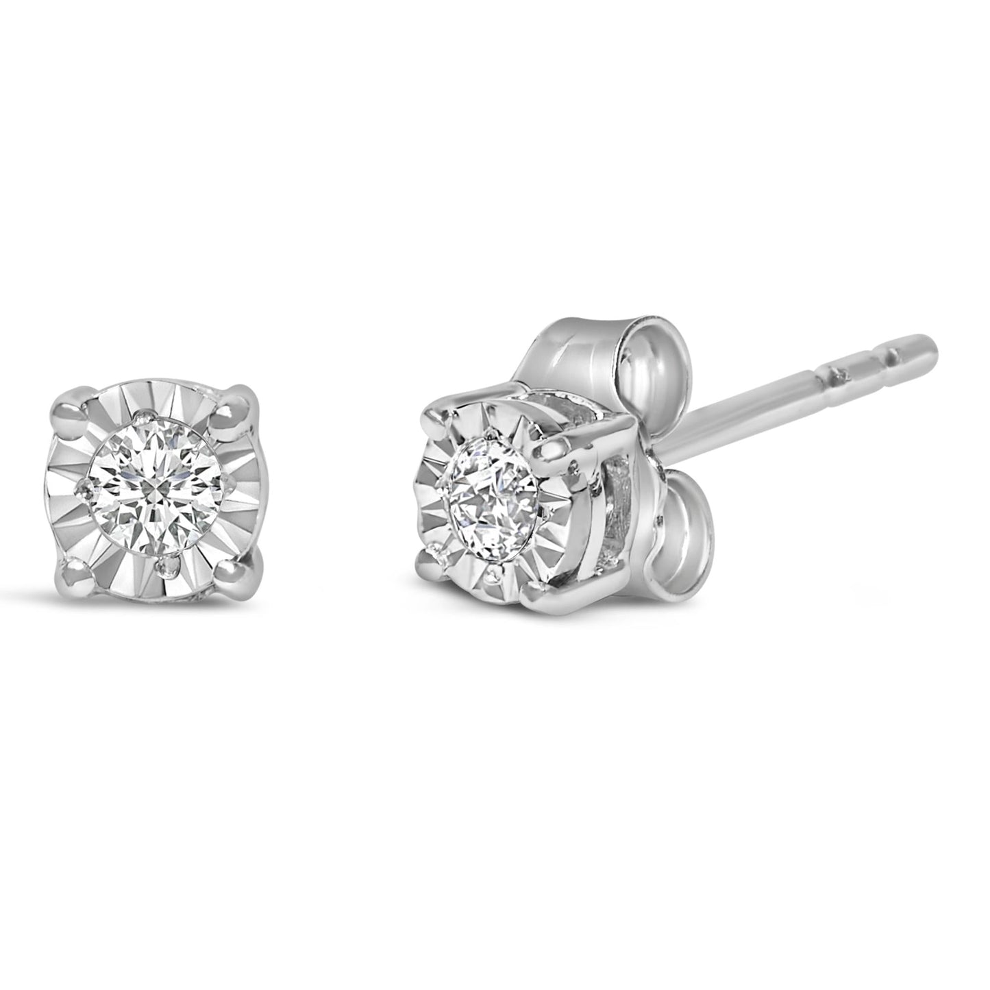 Round Brilliant-Cut Small Lab Grown Diamond Miracle-Set Stud Earrings