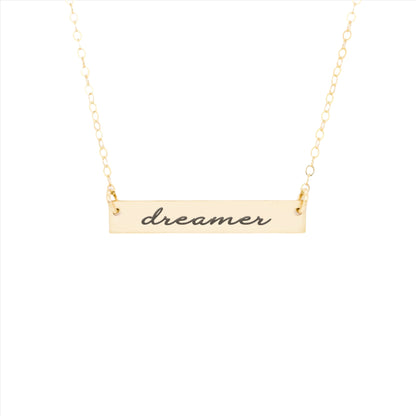 Gold Bar Necklace - Dreamer Necklace in Gold