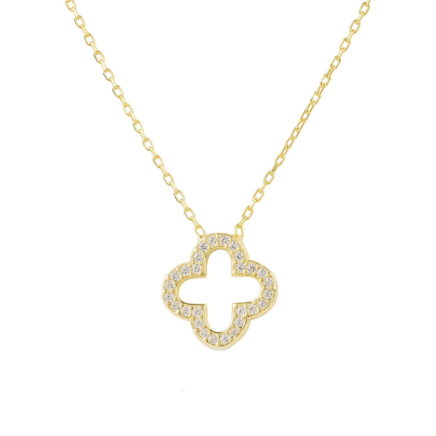 Open Clover Pendant Necklace in Gold