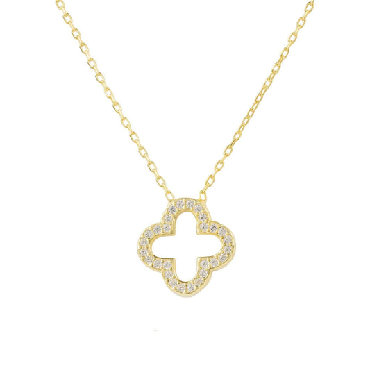 Open Clover Pendant Necklace in Gold