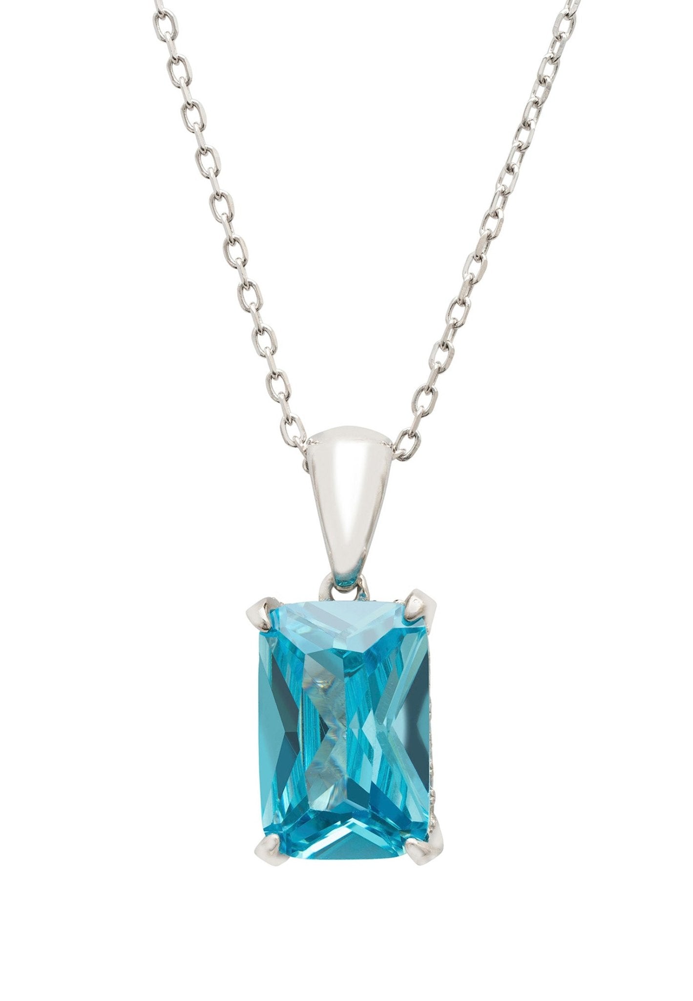 Blue Topaz Rectangle Gemstone Necklace