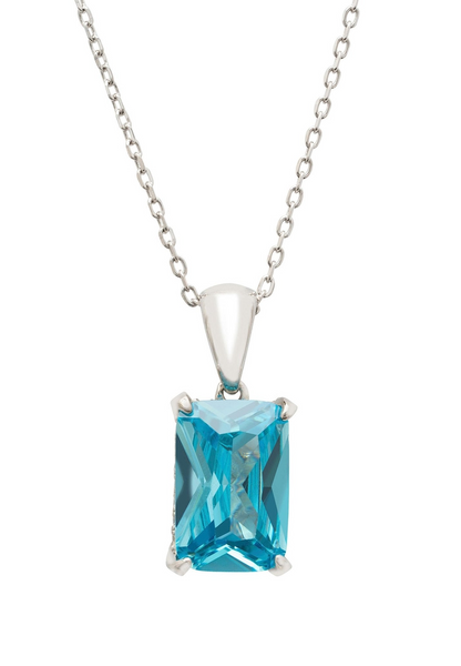 Blue Topaz Rectangle Gemstone Necklace