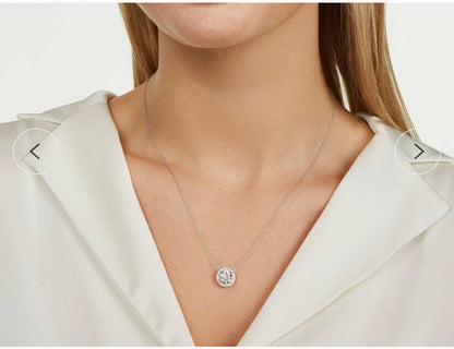 Lab-Grown Diamond Halo Pendant Necklace in 14kt White Gold