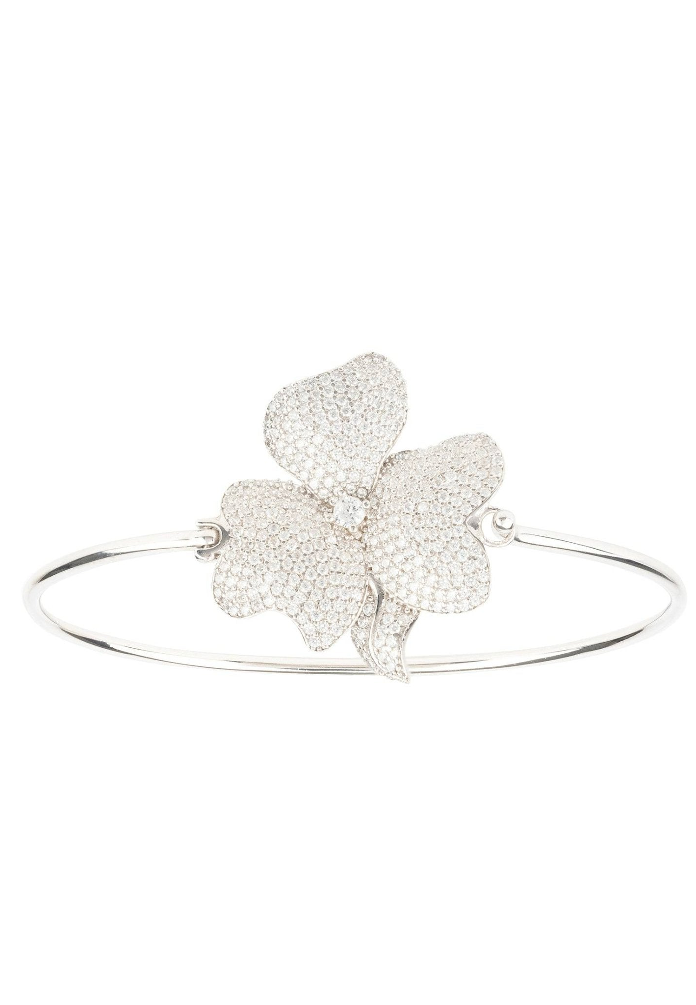 Flower Statement Cuff Bracelet Silver