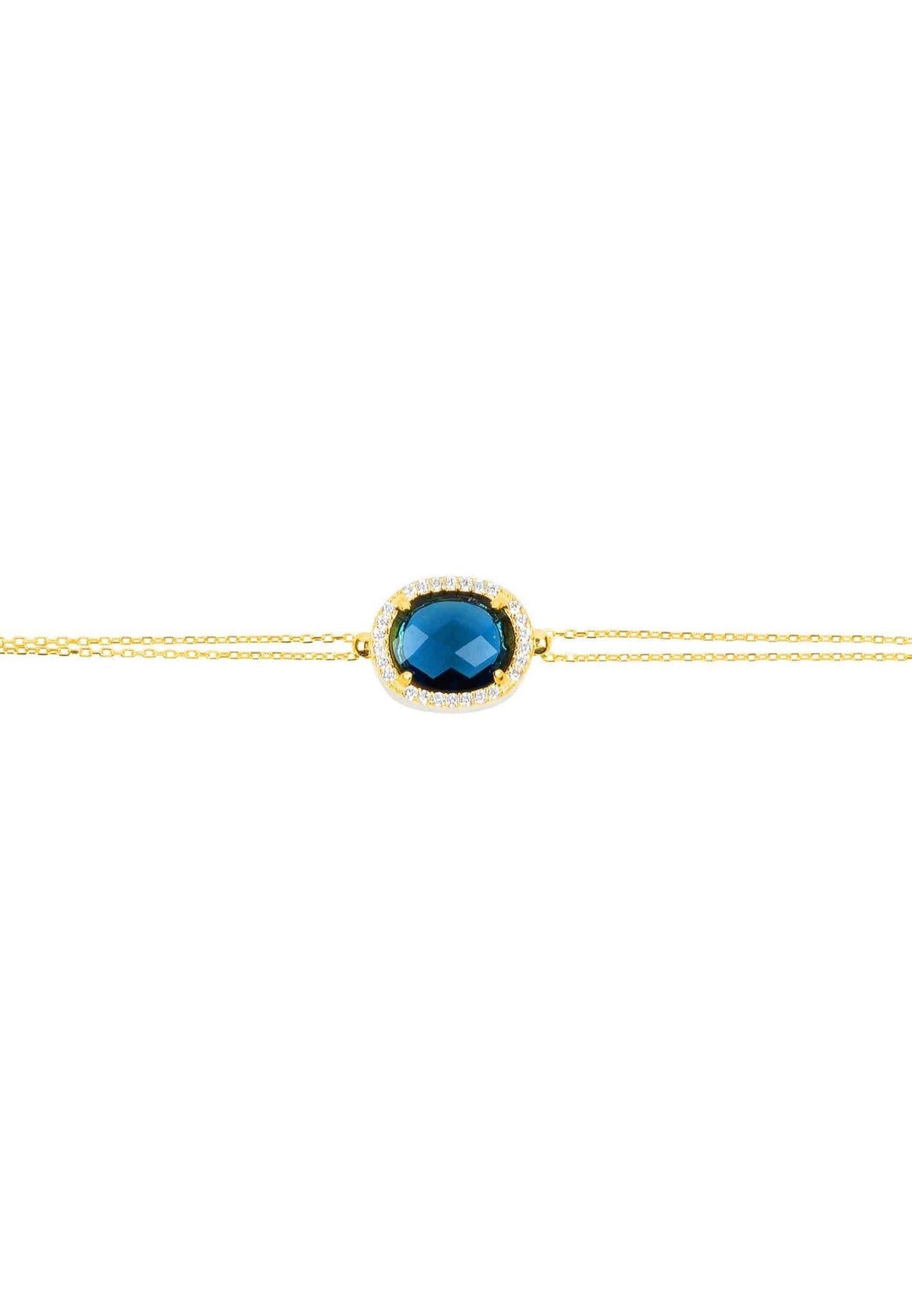 Sterling Silver Gold Dipped Bracelet with Blue Sapphire Gemstone