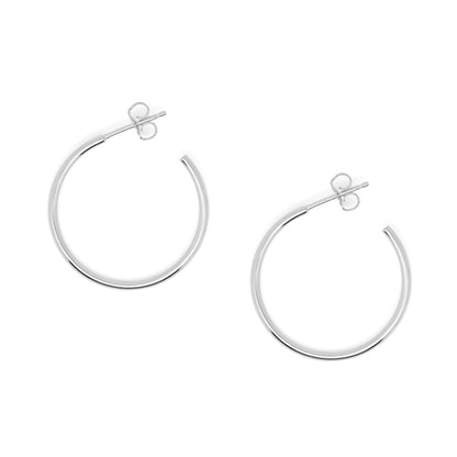 Classic Hoop Earrings Silver Round Design