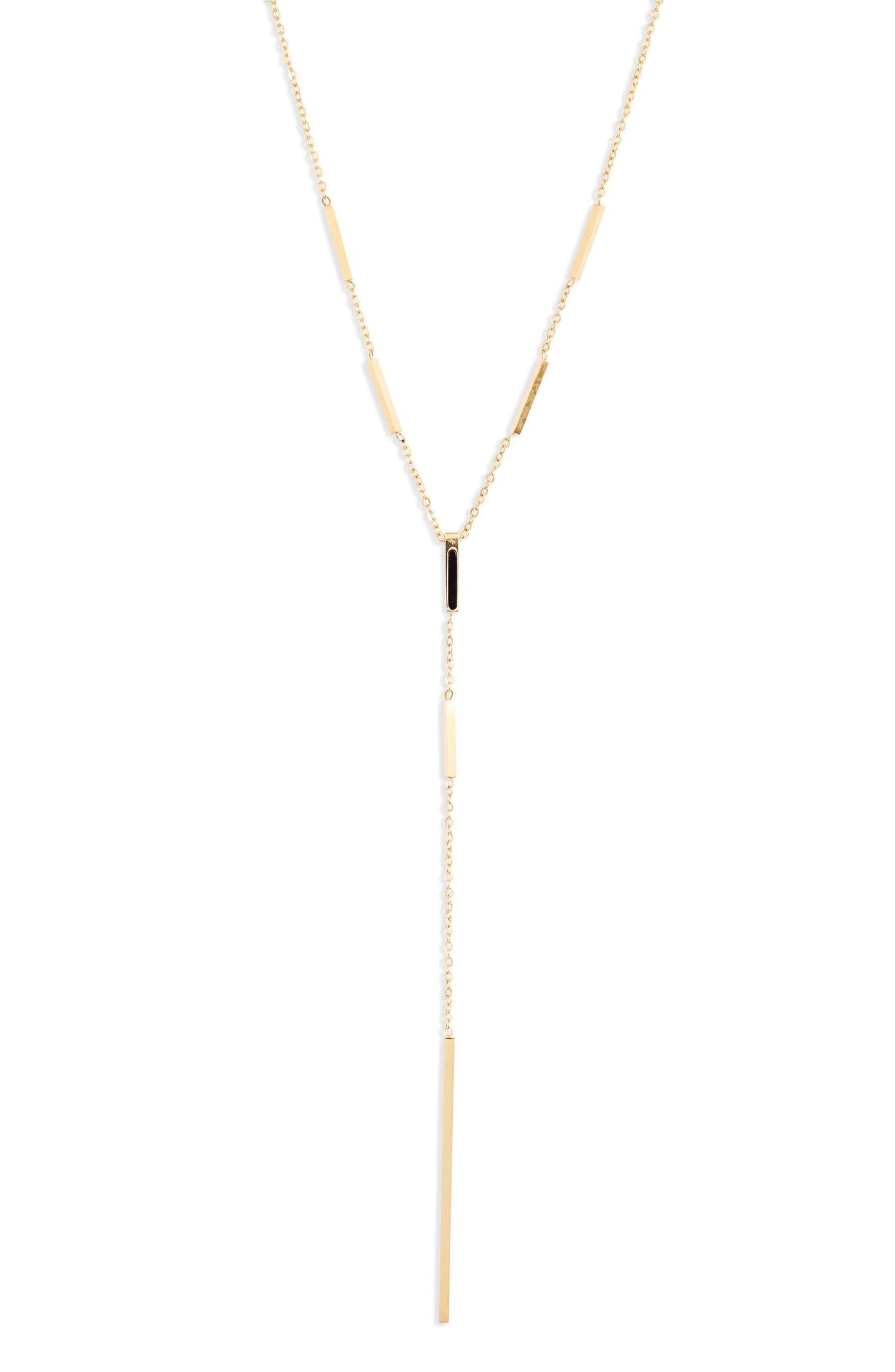 Minimalist Bar Drop Necklace in Gold Tone