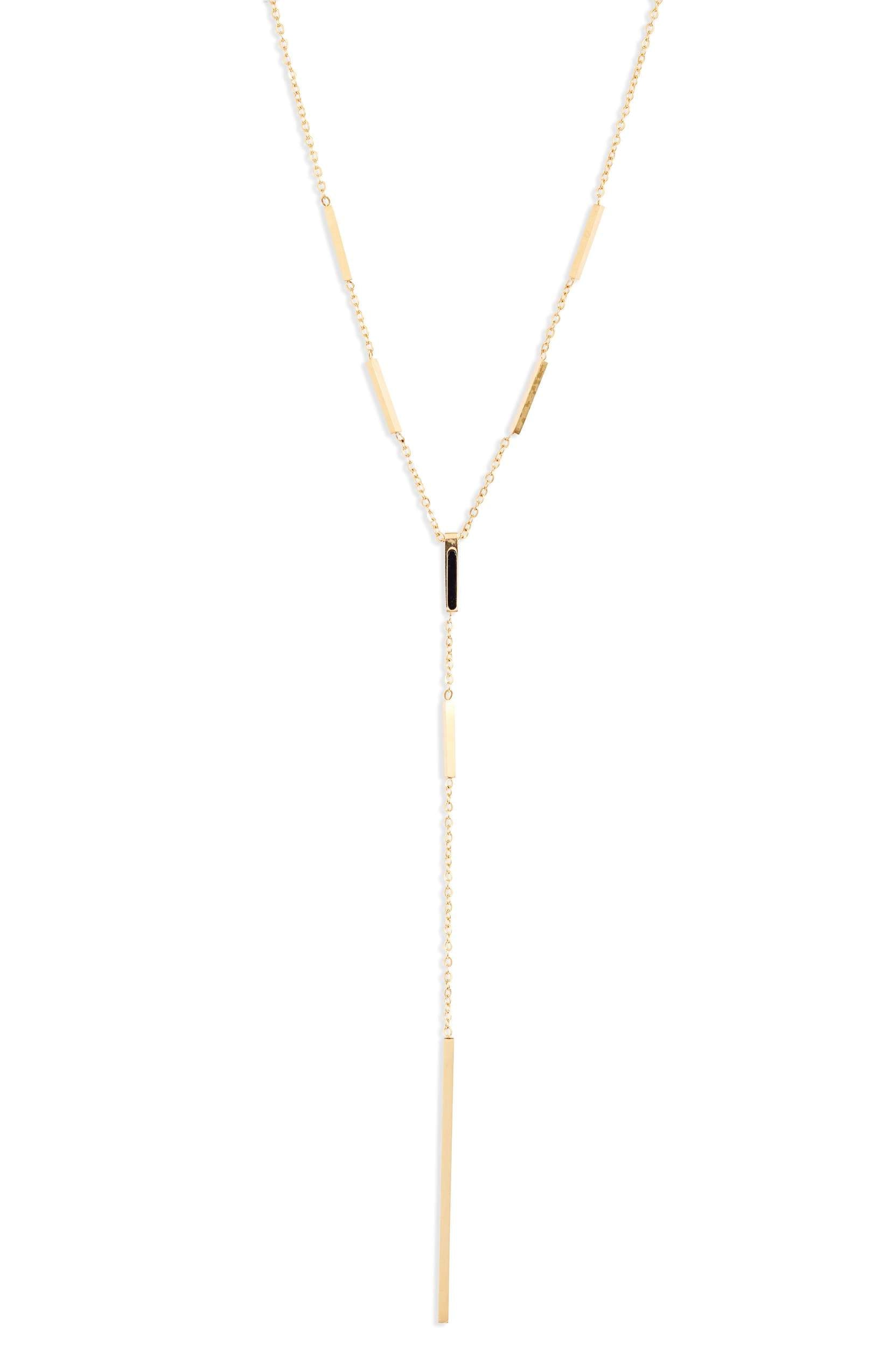 Minimalist Bar Drop Necklace in Gold Tone