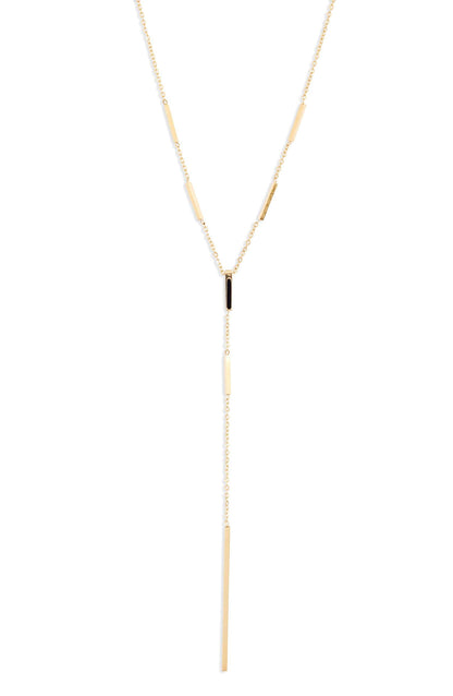 Minimalist Bar Drop Necklace in Gold Tone