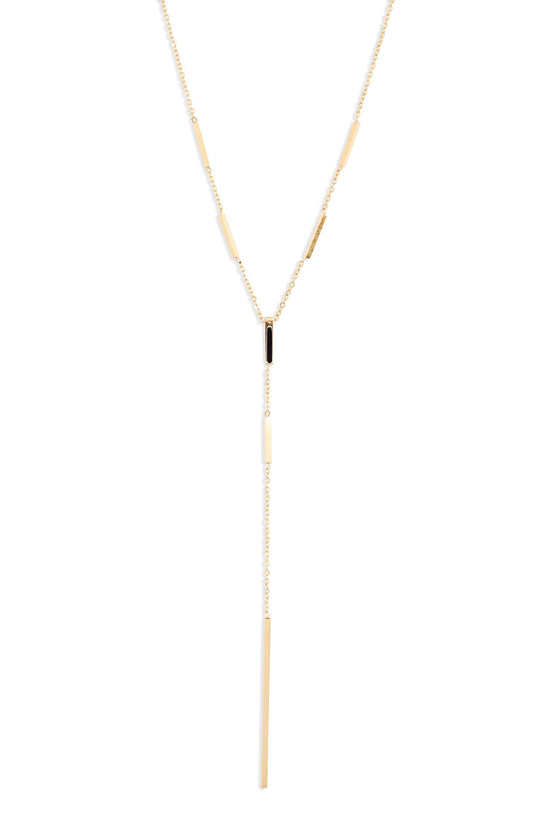 Minimalist Bar Drop Necklace in Gold Tone