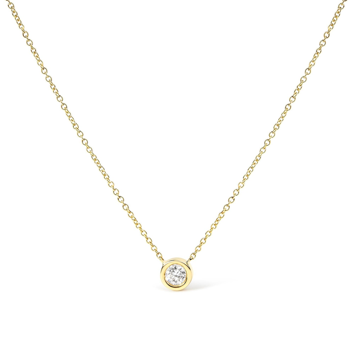 14K Gold Lab Grown Diamond Modern Bezel-Set Solitaire 16"-18" Pendant Necklace