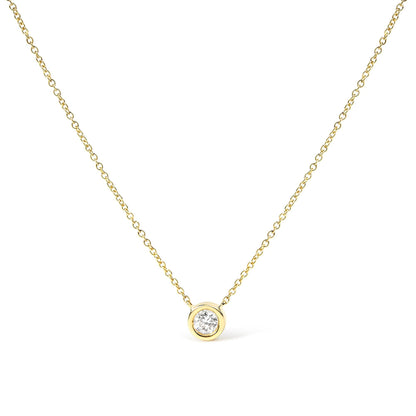 14K Gold Lab Grown Diamond Modern Bezel-Set Solitaire 16"-18" Pendant Necklace