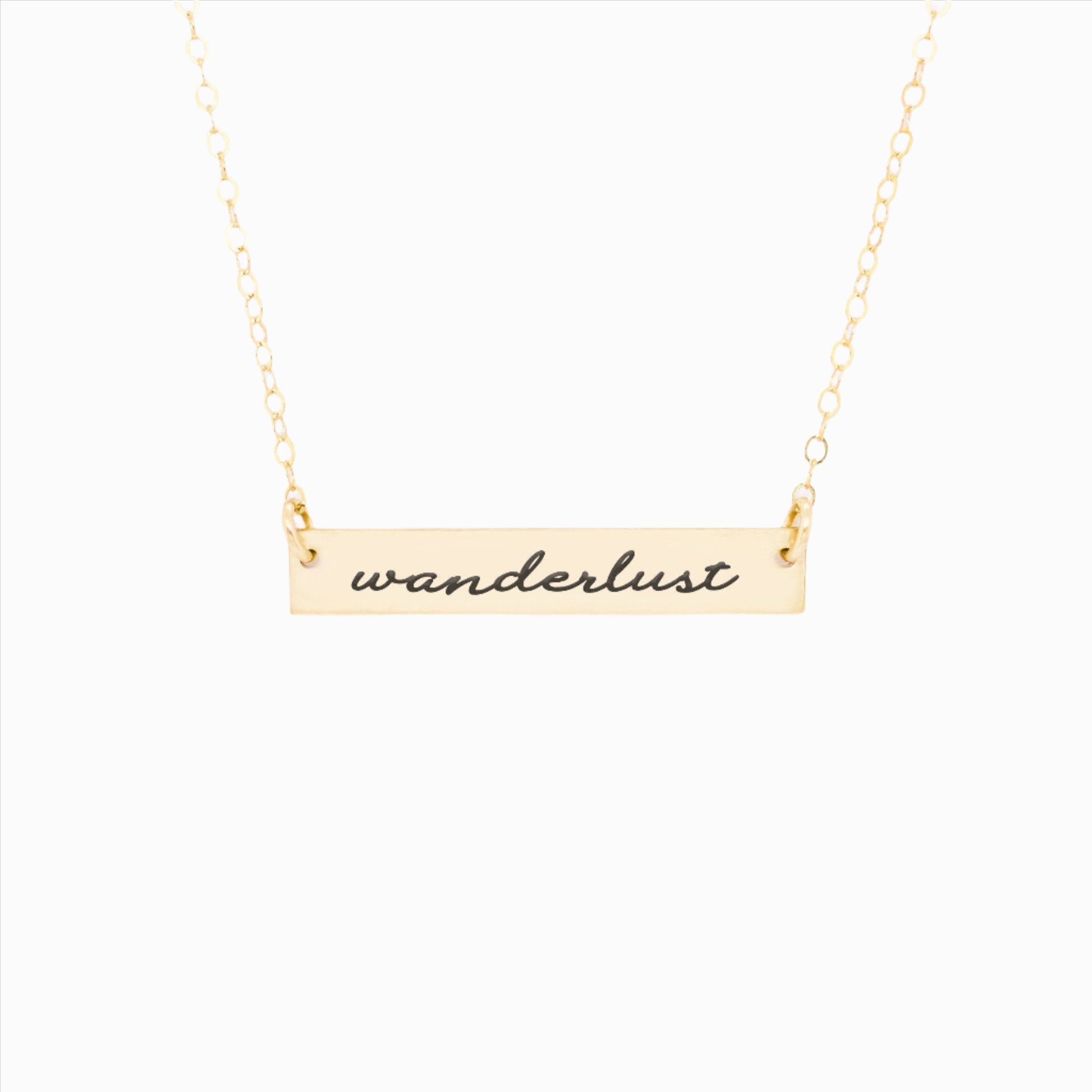 Wanderlust necklace in gold bar design