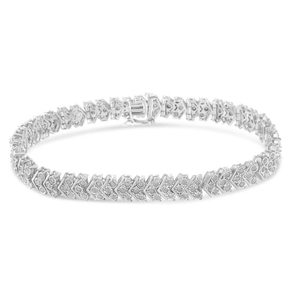 Diamond Miracle-Set Nested Chevron Link 7" Tennis Bracelet