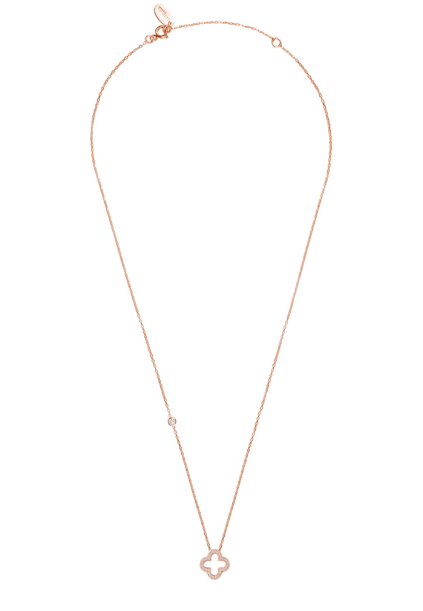 Open Clover Pendant Necklace in Rose Gold