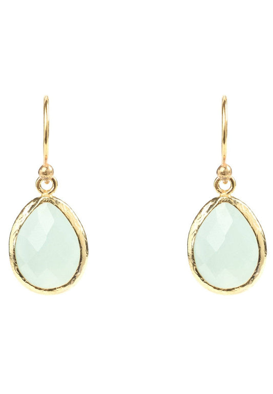 Petite Drop Earrings Aqua Chalcedony Gold - Elegant Design