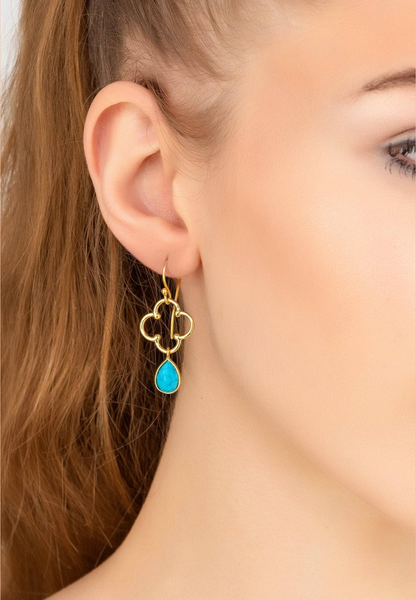 Clover & Turquoise Gemstone Earrings