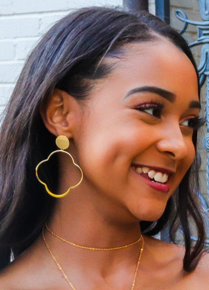 Gold Clover Drop Earrings Lightweight
