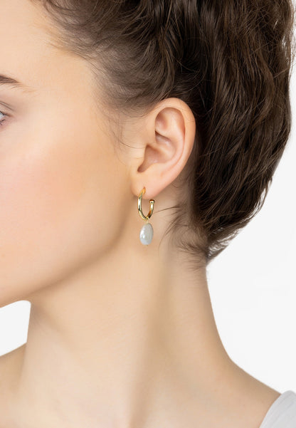 Pearl hoop earrings in 18ct gold-plated silver