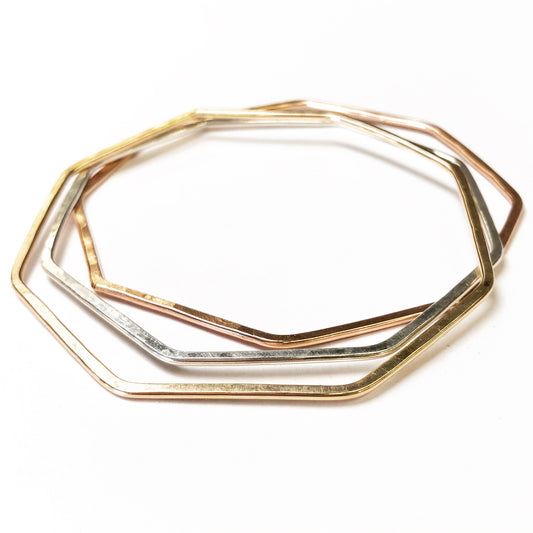 Minimalist octagon bangle, perfect for stacking