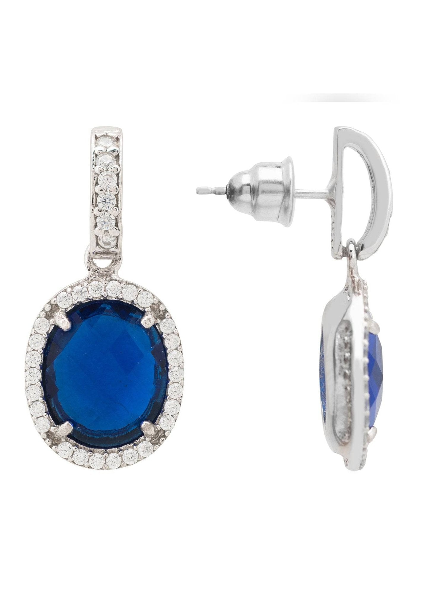 Sapphire Gemstone Drop Earrings Silver Sapphire