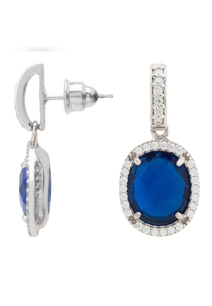 Sapphire Gemstone Drop Earrings Silver Sapphire