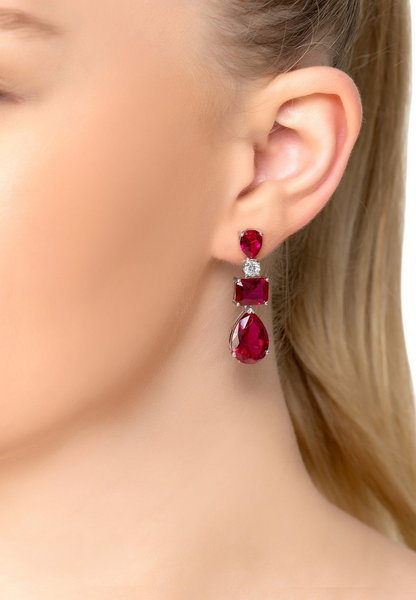 Ruby Valentina Drop Earrings Silver