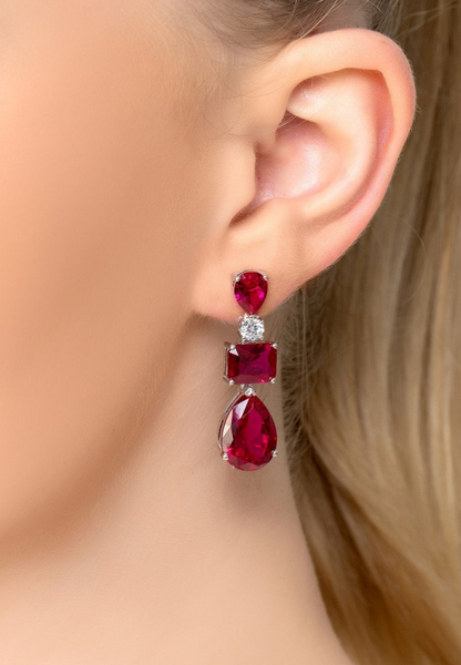 Ruby Valentina Drop Earrings Silver